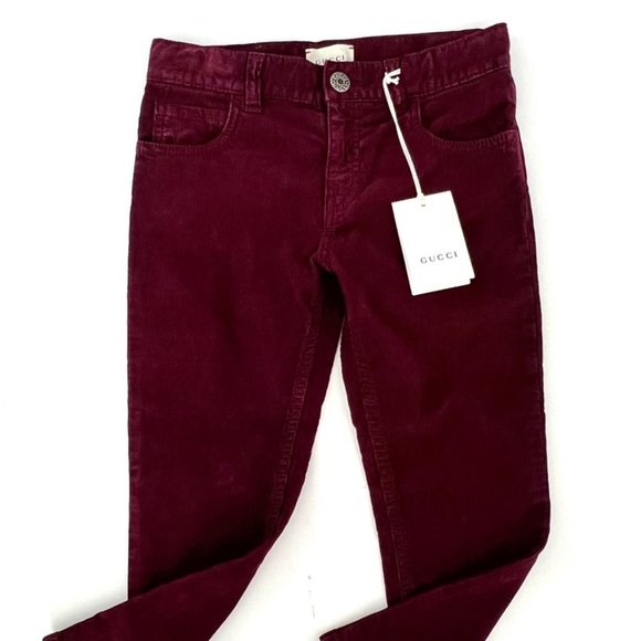 GUCCI Girls Corduroy  Pants Burgundy - Picture 1 of 4
